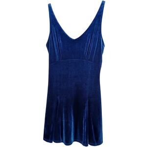 VTG Y2K Victoria's Secret Navy Blue Velvet Mini Dress Small Whimsigoth Y2K 90s